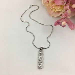 Silver tone Rhinestone Pendant Necklace